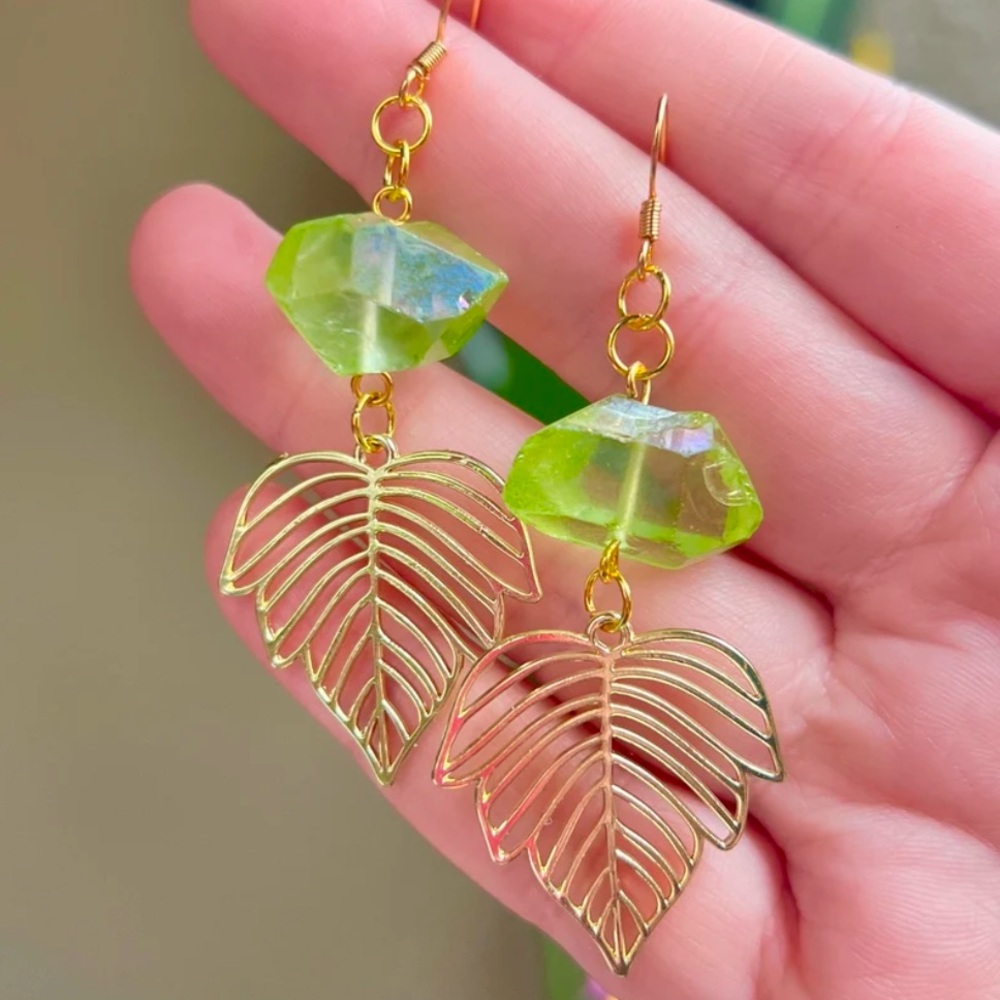 Handmade Summer Aura Leaf Earrings